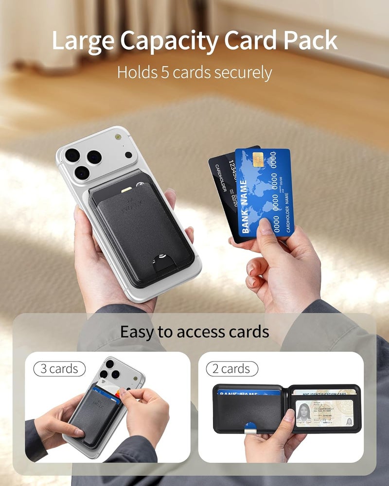 iWalk Stronger Magnetic Wallet, Upgraded for MagSafe Wallet, RFID Blocking, 5 Card Holder with Adjustable Stand, Slim Leather Phone Wallets for iPhone 17/16/15/14/13/12 Series, iPhone Wallets - Image 3